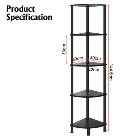 5-Tier Corner Shelf Space-Saving Bookshelf