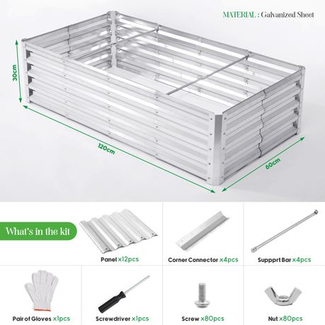 Galvanised Steel Raised Garden Planting Beds for Outdoor Garden