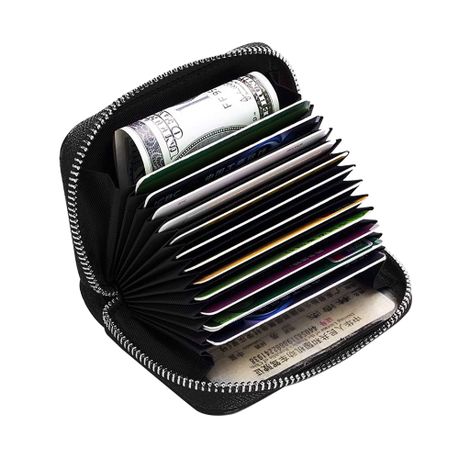 Faux Leather Wallet Unisex RFID Blocking Travel Card Holder - 12-Slot