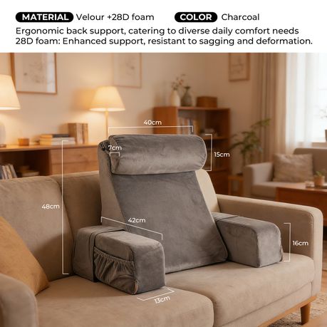 Grey Ergonomic Reading Pillow