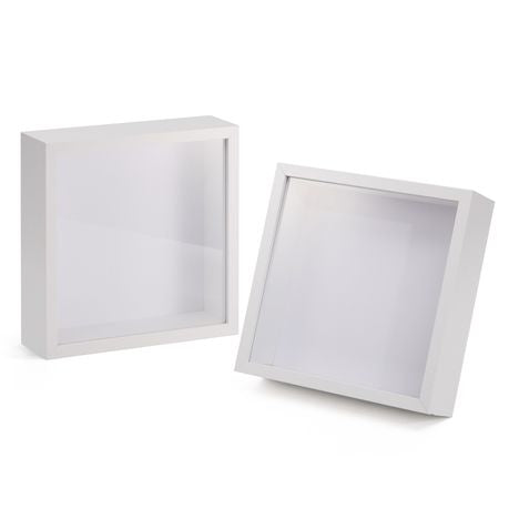 White 20cm Shadow Box Frame - 3D Deep Display Case (2 Pack)