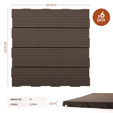 Chenshia 6PC DIY Eco Friendly Interlocking Deck Tile Outdoor Patio Flooring