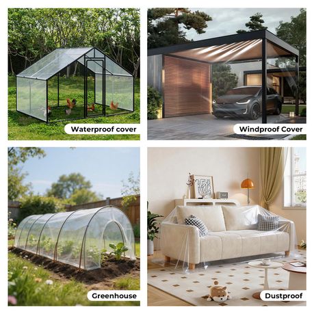 Chenshia Transparent Weatherproof Tarp Cover Heavy Duty Outdoor Garden Tent - 3x4m