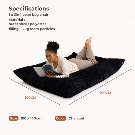 3-in-1 Memory Foam Bean Bag Chair