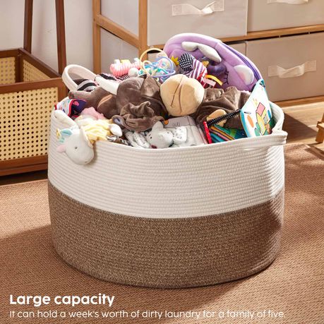 90L Cotton Rope Laundry Basket - White