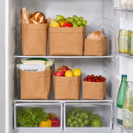 5Pc Washable Kraft Paper Storage Bags