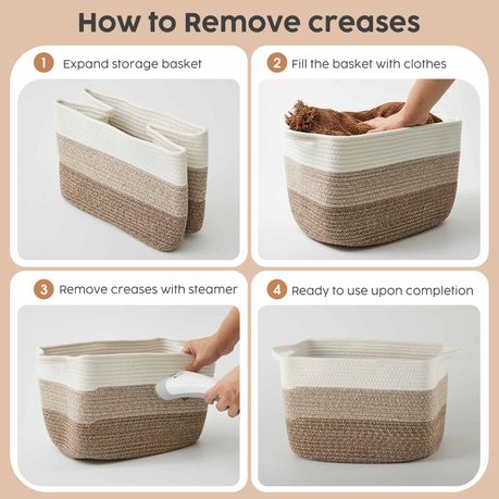 Chenshia 4Pc 19L Cotton Woven Storage Basket Cosmetic&Towel Organiser Bins