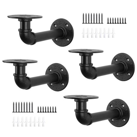 4-Pack Black L-Shaped Heavy-Duty Shelf Brackets