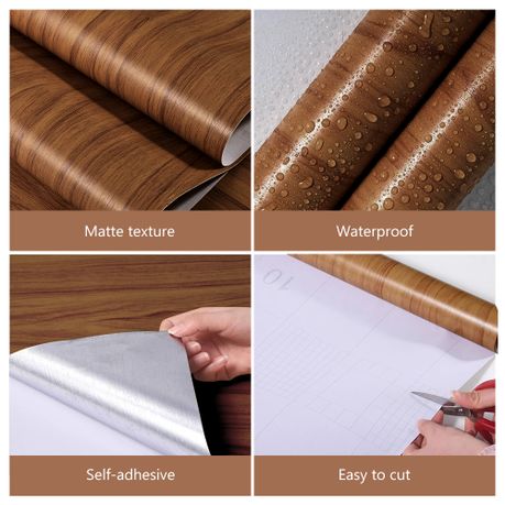 10M Woodgrain Waterproof Self-Adhesive Peel and Stick Wallpaper
