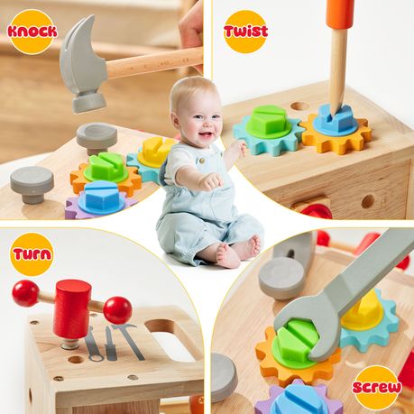 Wooden Toddler Tool Set Box Montessori Bench Construction