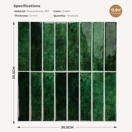 Peel and Stick 3D Mosaic Wall Tiles | 10 Sheets | 30 × 30 cm