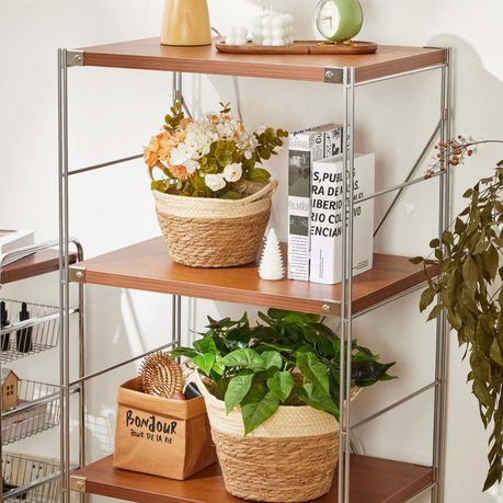 Woven Mat Grass Planter Flower Basket Set