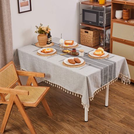 Tassel Tablecloth Waterproof Anti Wrinkle Dining Cover Cloth