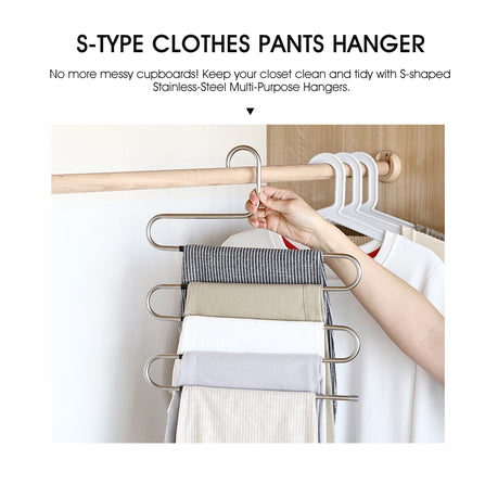 Stainless Steel Multi Trouser Hangers - 4-Pack