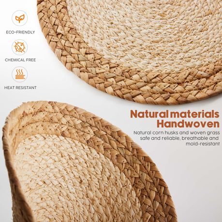 Chenshia 30cm Round Natural Woven Placemats - 6 Pack
