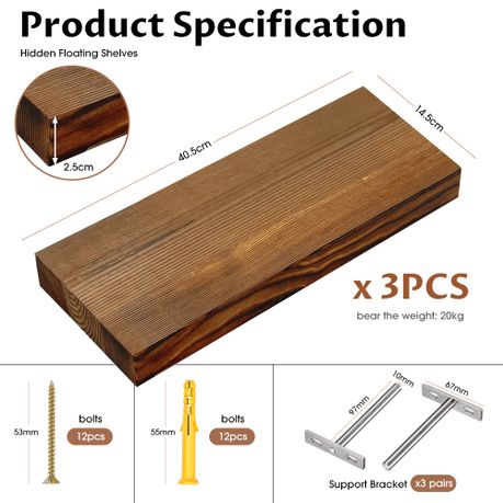 Chenshia Pine Wood Home Office Floating Shelves Wall Storage Display Shelf