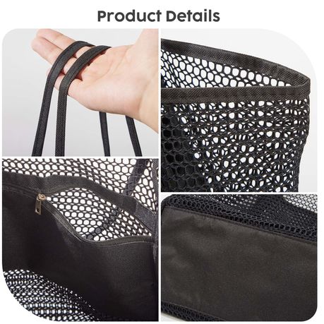 Mesh Multi-Pocket Beach Tote Foldable Nylon Travel Shoulder Bag