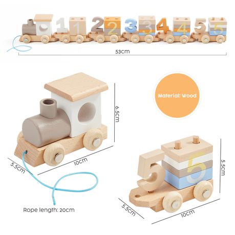 Chenshia 21Pc Train Set Wooden Colour Play & Learn to Count Blocks Toddlers