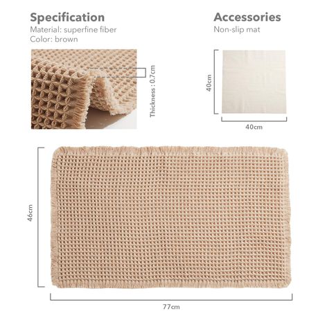 Super Absorbent Waffle Bath Mat - Brown
