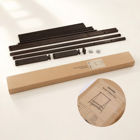 Solid Wood Freestanding Clothes Rack with Double Rail