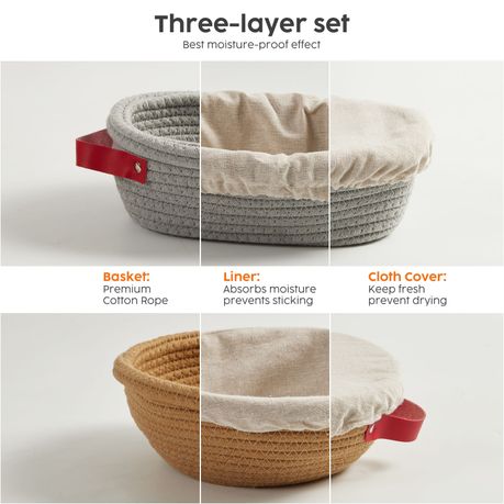 2Pc Bread Proofing Woven Basket Fermentation Banneton Set