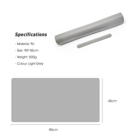 Leather Desk Pad Large Portable Desk Mat - Light Grey