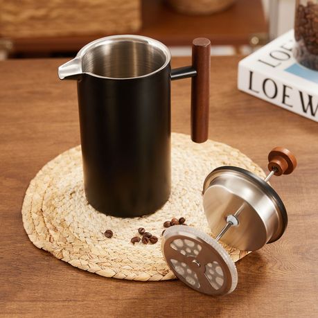 1L Stainless Steel French Press Coffee Maker - Black