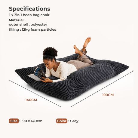 3-in-1 Memory Foam Bean Bag Chair