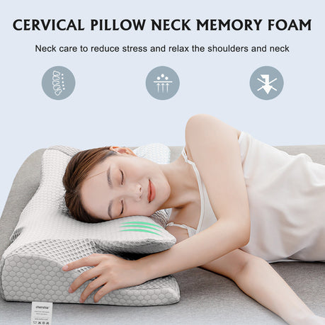 Grey Memory Foam Cervical Pillow