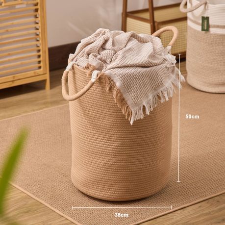 Laundry Hamper - Woven Cotton Jute Basket