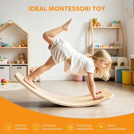 Wooden Wobble Balance Board Kids Exercise Indoor Activity Yoga