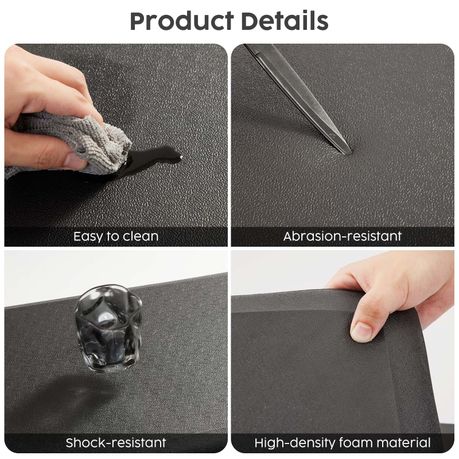 Black Anti-Fatigue Kitchen Floor Mat 75x44cm