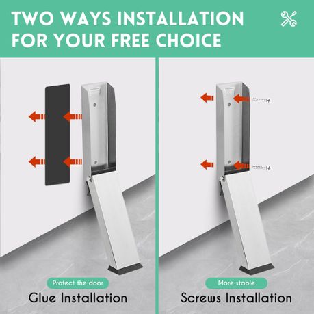 Silver Stainless Steel Door Stopper - Set of 2
