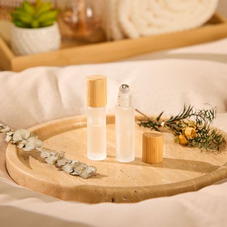 10ml Bamboo Travel Bottles Refillable Glass Roller Set