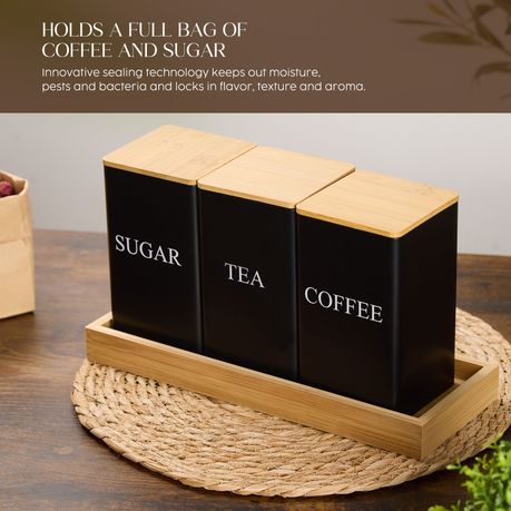 Chenshia 3Pc Tea & Sugar Canister with Tray