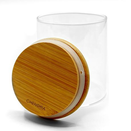 Airtight Borosilicate Glass Jar Set with Bamboo Lids - 3 Pack