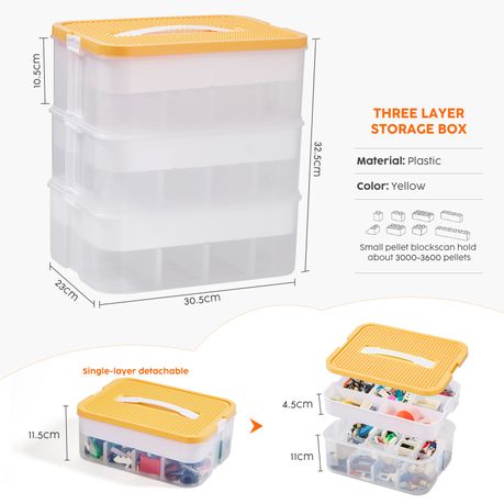 Building Block Organizer Box 3-Layer Stackable Toy Storage Bin Case