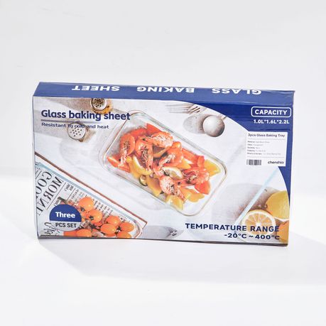 Chenshia 3-Pack Glass Baking Dish Set - Rectangular Oven-Safe Bakeware