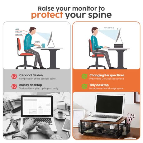 Chenshia 2-Tier Monitor Stand Riser Metal Desk Organizer Home Office & Study