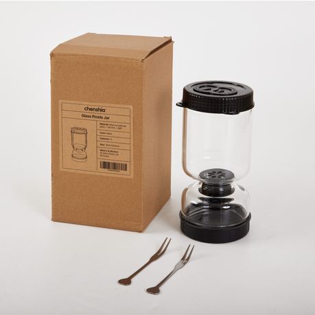 Chenshia 1L Glass Pickle Jar Hourglass Airtight Strainer Fermentation Tool