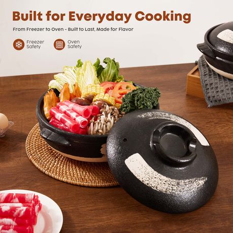 Chenshia Natural Clay Casserole Pot - Handmade Ceramic Cooking Dutch Oven