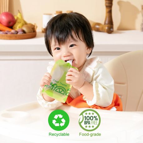 150ml Green Reusable Baby Puree Pouch (5 Pack)