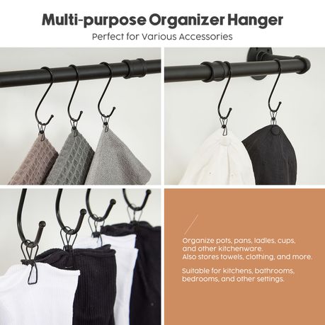 Wall Mounted Clothes Rail Industrial Black Iron Garment Rack - 2Pack