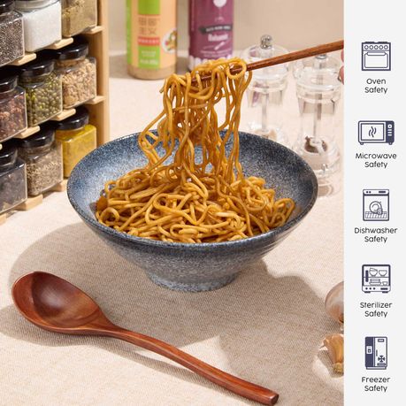 Ceramic Ramen Bowls with Chopsticks - 2 Pack