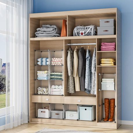 6-Cube Storage Organiser Modular Stackable Plastic Shelving Wardrobe Units