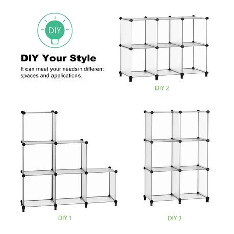 6-Cube Storage Organiser Modular Stackable Plastic Shelving Wardrobe Units