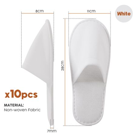 10pc White Disposable Slippers