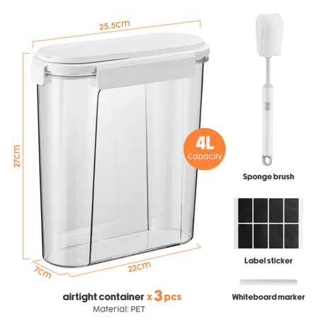 Chenshia Airtight 4L Cereal Storage Containers Pantry Organisers - 3 Piece Set