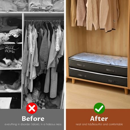 Chenshia 90L Underbed Storage Containers Clothes Blankets Winter & Handles - Grey