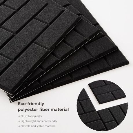 Self-Adhesive Acoustic Felt Panels | 12-Pack | 30 × 30 cm